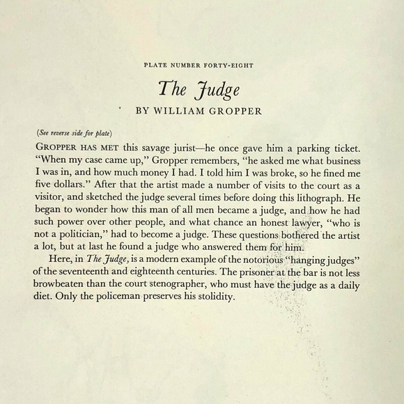 William Gropper "The Judge" 1930s Art Print Treasury Collection Sketch Vintage - Picture 6 of 11
